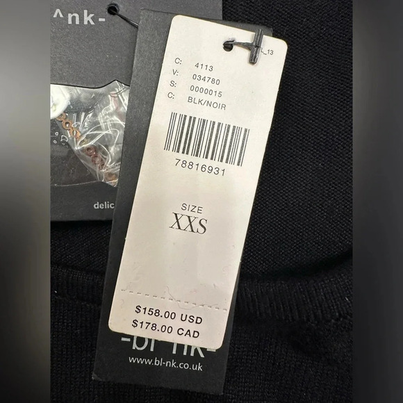 Anthropologie Bl-nk London Gold Sequin Sleeve Sweater Size XXS NWT Flawed Gem - Picture 12 of 16